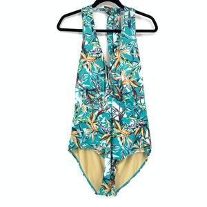 Swimsuits For All Women's Sz 18 Halter Tropical Floral Print One Piece Swimsuit